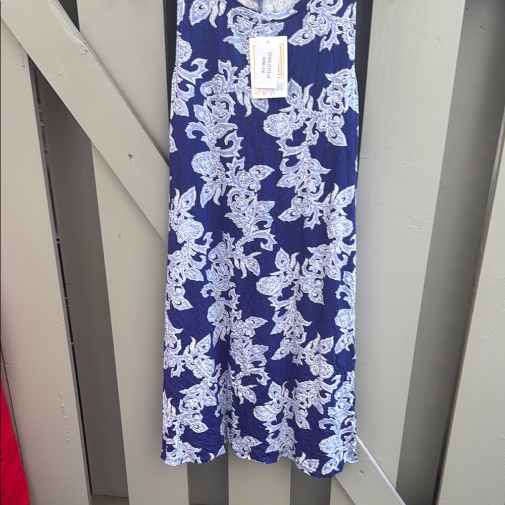 LuLaRoe Navy and White Paisley Dress